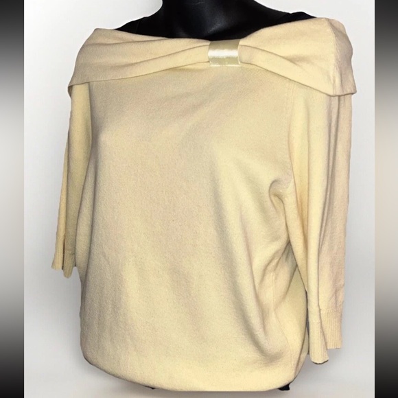 Vintage April Cornell for Cornell Trading Off-shoulder Yellow Sweater Size M - Picture 2 of 6